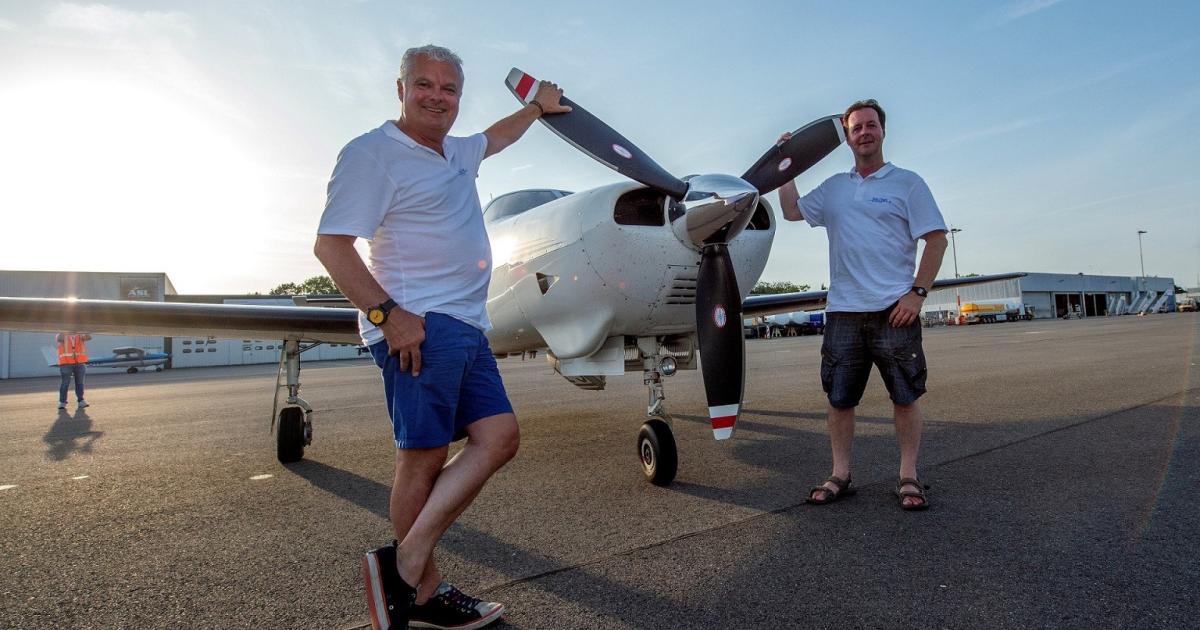 Mike Roberts and Nicholas Rogers with their 2008 Piper Malibu. (Photo: Take Flight Aviation)