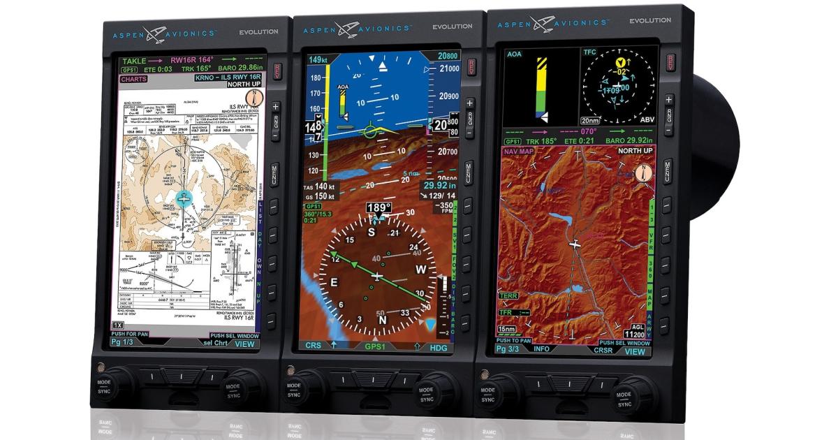 The recently certified Aspen Avionics Evolution Max displays are available in one-, two-, or three-display configurations. (Photo: Aspen Avionics).