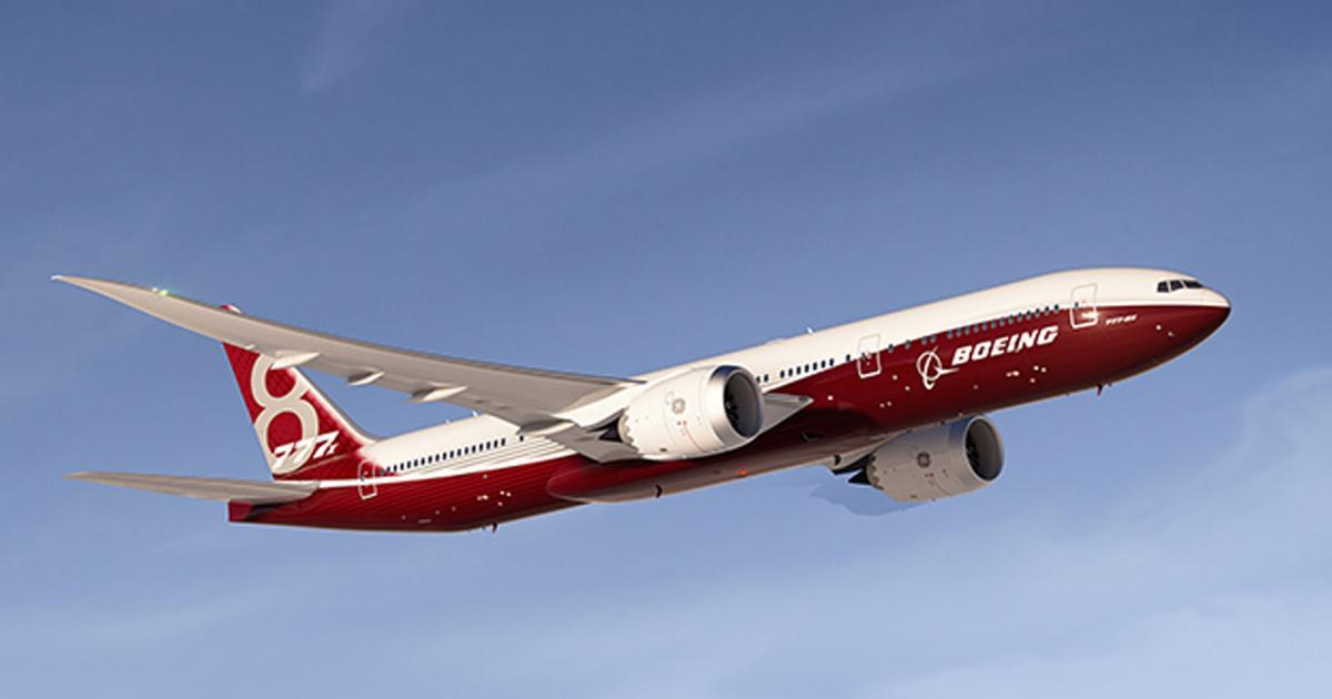 Boeing has slowed the development of the 777-8 to "reduce risk" and ensure "a more seamless transition" to the smaller of the pair of 777X variants. (Photo: Boeing)