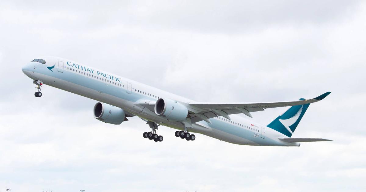 Cathay Pacific's fleet consisted of 216 aircraft at the end of the first half, including four Airbus A350-1000s. (Photo: Airbus)