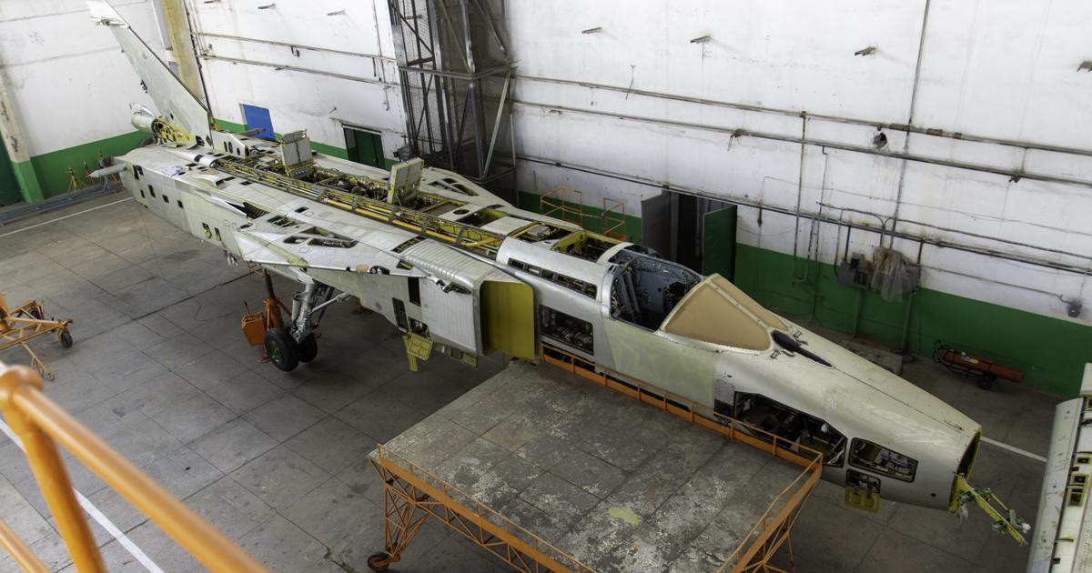 An Su-24MR undergoes a thorough overhaul in the NARP plant. (Photo: UkrOboronProm)
