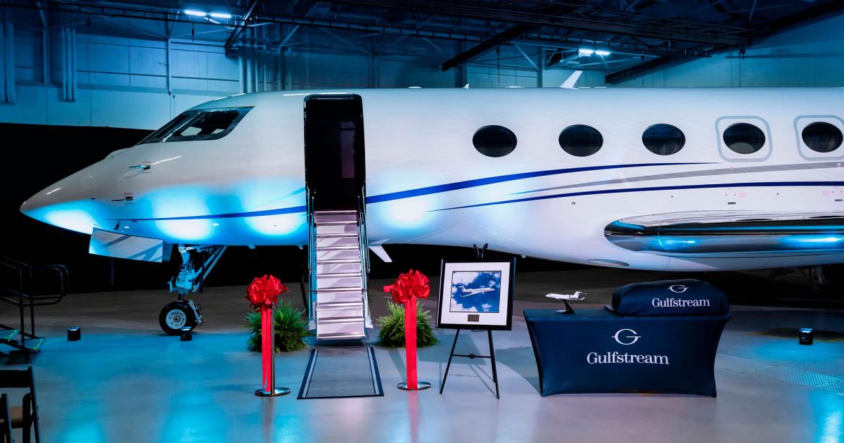 The first Gulfstream G600 was delivered to an unidentified U.S.-based customer in early August. Gulfstream's new large-cabin twinjet has a range of 6,500 nm and can fly nonstop from Paris to Los Angeles or Hong Kong at an average speed of Mach 0.90. (Photo: Gulfstream Aerospace)