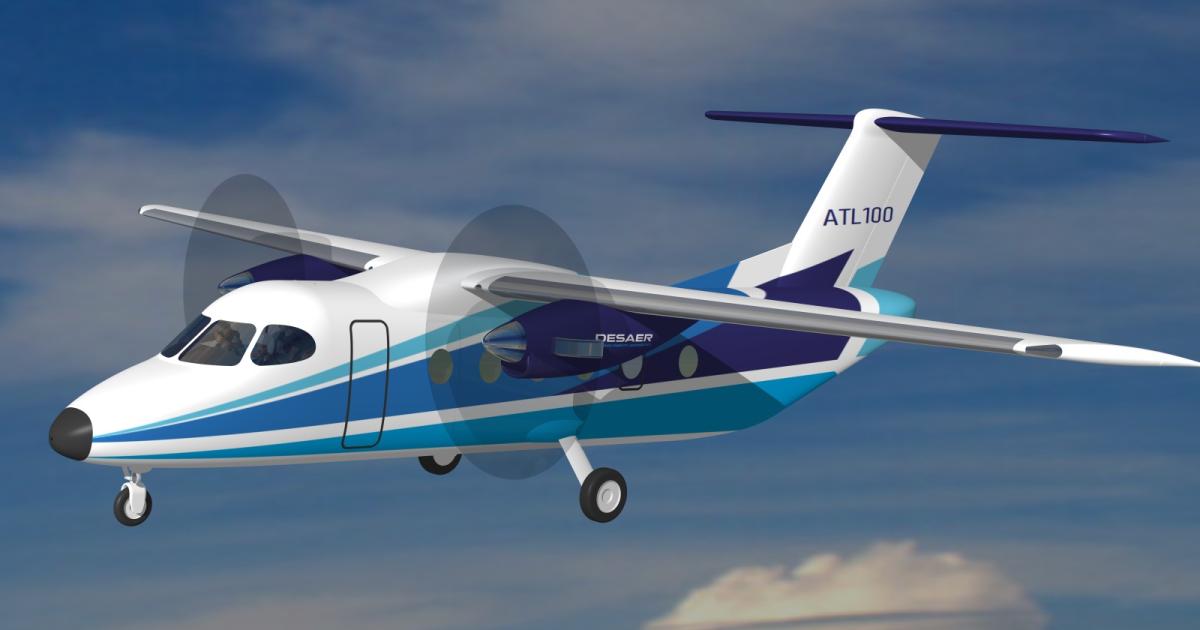 The proposed Desaer ATL-100 utility transport is unpressurized and will carry up to 19 passengers. (Image: Desaer)