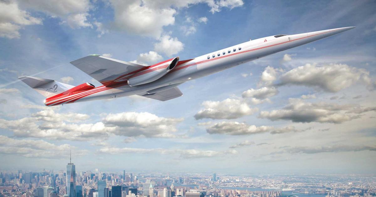 AOPA is particularly concerned that pilots operating under VFR above 10,000 msl might not have the ability to see and avoid supersonic aircraft, such as the Aerion AS2, flying at supersonic speeds. Thus, AOPA wants the FAA to study whether subsonic speeds below FL180 should be required. (Photo: Aerion)