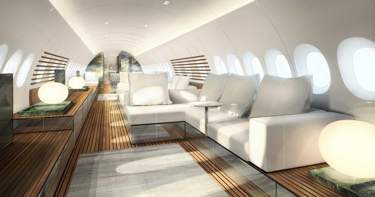 Lufthansa Technik will be showing the full concept of the SkyRetreat VIP interior for the A220 to the business aviation community at NBAA 2019.