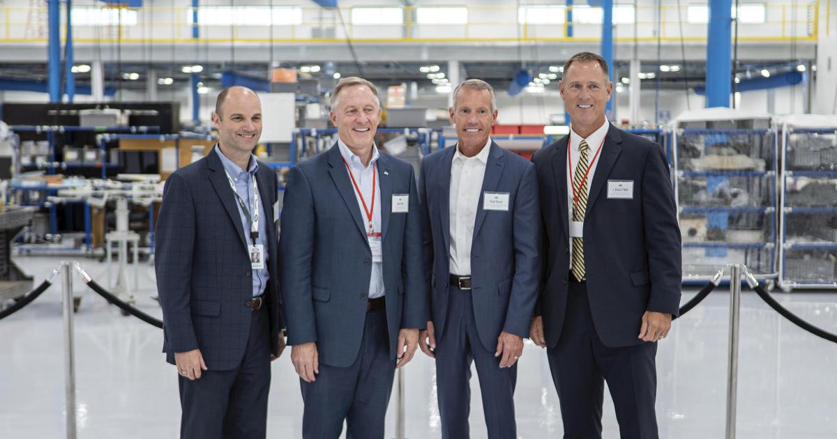 From left, Able Aerospace Services general manager Michael Vercio; City of Mesa Mayor John Giles; Textron Aviation senior vice president of parts, programs and flight operations Brad Thress; Phoenix Mesa Gateway Airport president and CEO J. Brian O’Neill. (Photo: Able Aerospace Services)