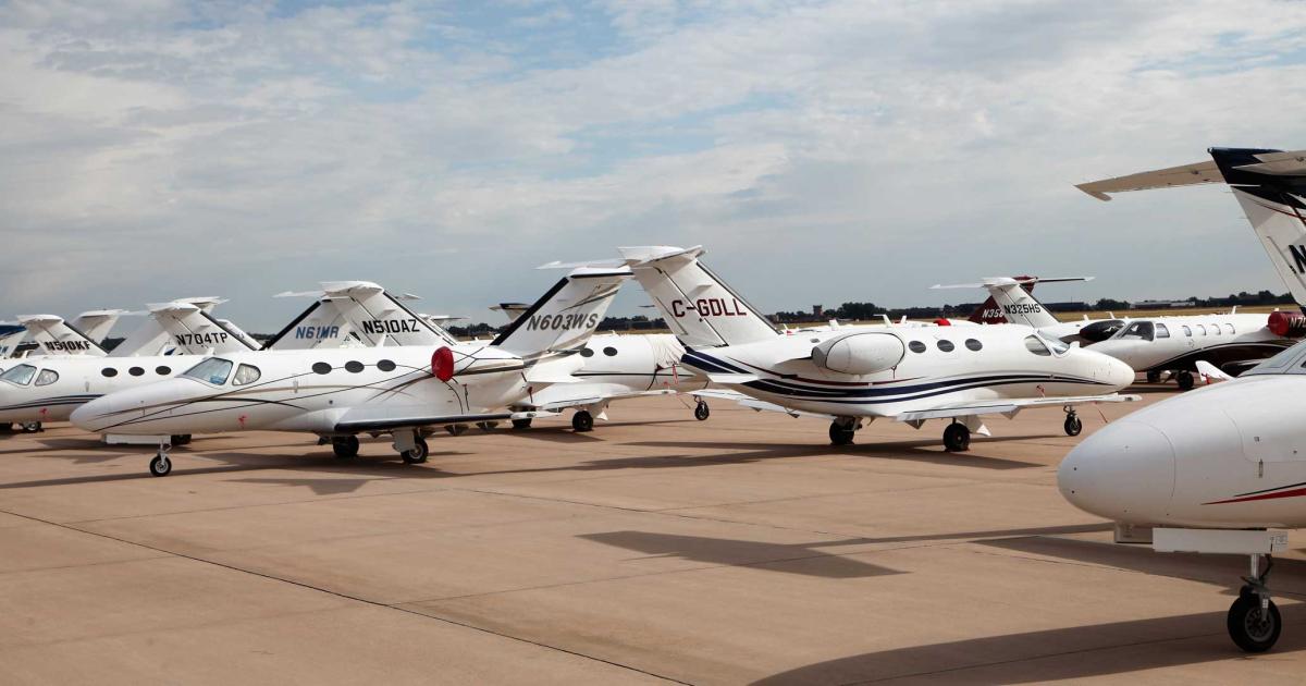 More than 130 Citations flew in to Colorado Springs for the latest meeting of the Citation Pilots Association. Textron Aviation called its light jets a core element of its product line.