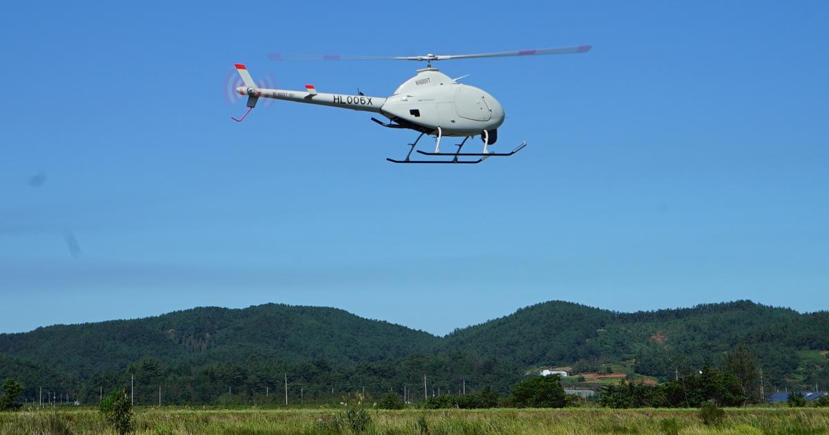 The NI-600VT unmanned light helicopter is seen during its maiden flight on September 24. (photo: KAI)