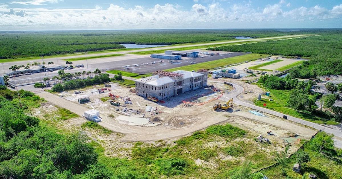 Construction of a 16,000-sq-ft terminal is underway at Marco Island Executive Airport in southwest Florida. (Photo: Collier County Airport Authority)