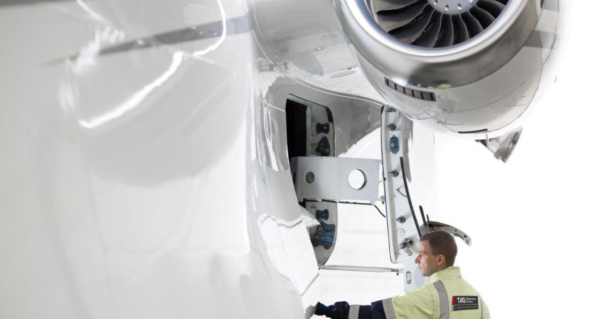 Under one of three MRO acquisitions Dassault Aviation made this year, TAG Aviation's network of MRO facilities was renamed TAG Maintenance Services, a wholly owned subsidiary of Dassault. (Photo: Dassault Aviation)