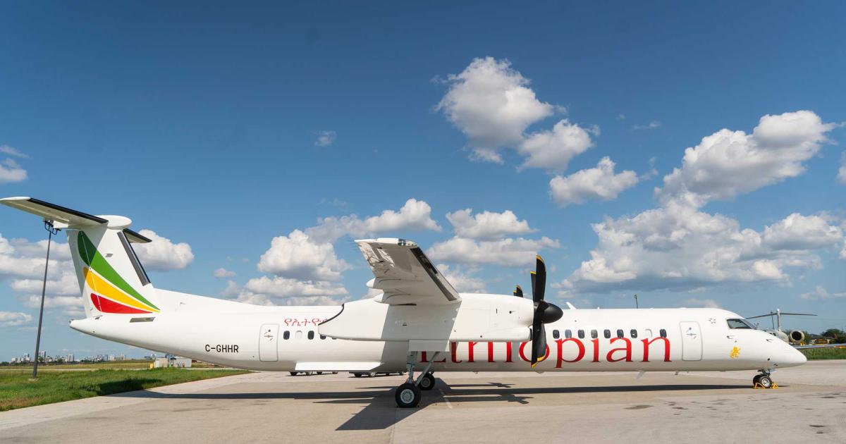 Africa is fertile ground for Dash 8-400 sales. DHC delivered the 600th example to Ethiopian Airlines in July. The company calls the region “really interesting,” in part because legacy Dash 8-100s and -300s operate there in some numbers.