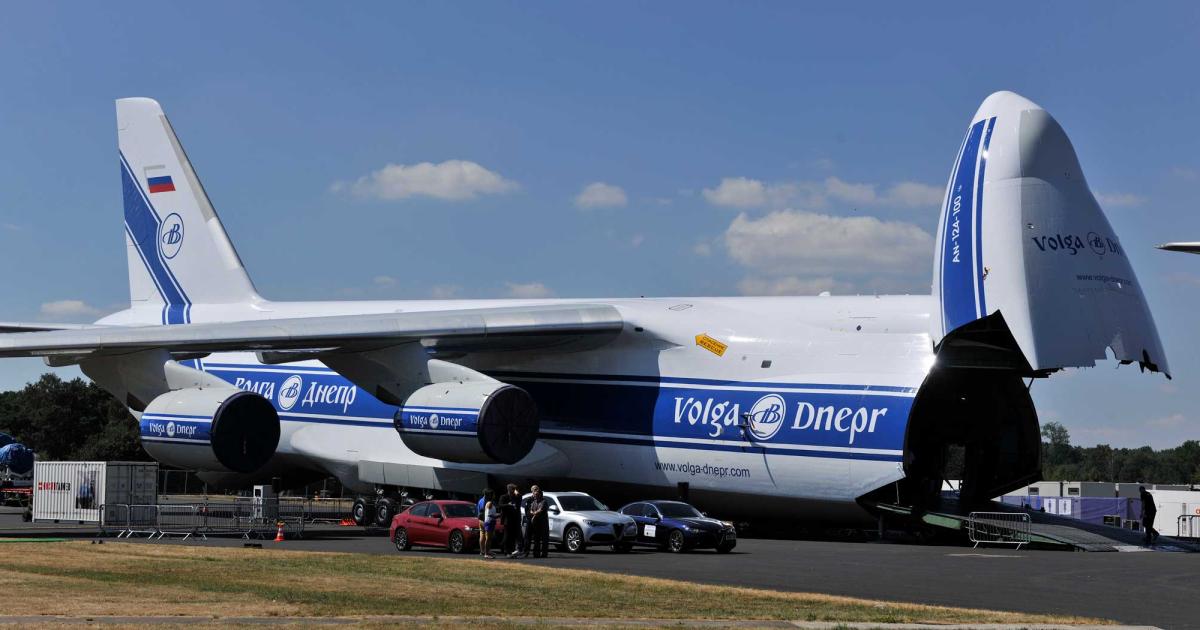 Ukraine’s Antonov An-124 is at the center of a heated dispute between the former Soviet republic and Russia. Ukraine has demanded that Germany seize five of the mammoth transports that are operated by Russia’s Volga Dnepr. (Photo: Mark Wagner)