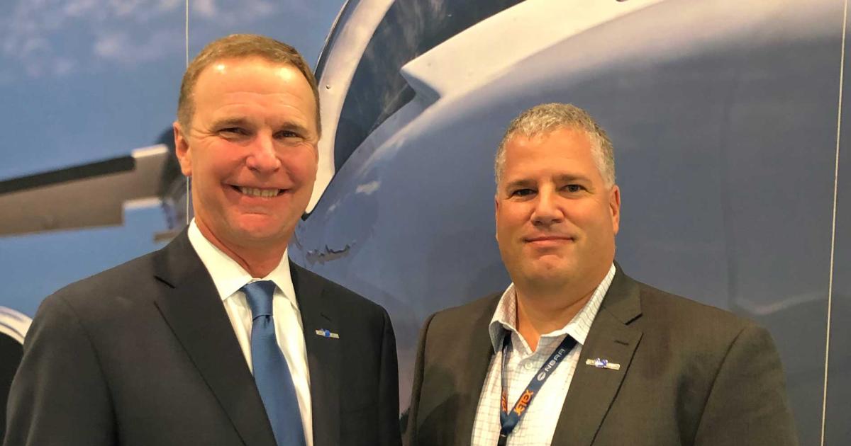 Central Florida Business Aviation Association (CFBAA) vice president Matthew Olafsen with NBAA president Ed Bolen.