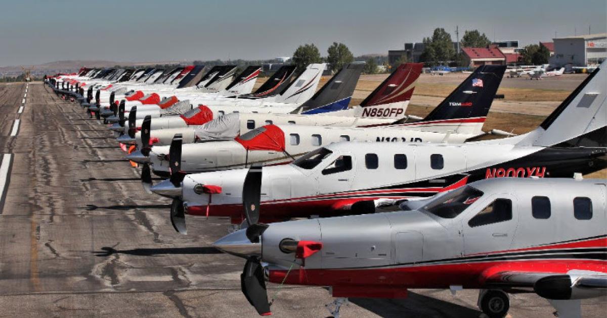 More than 100 aircraft representing the entire Daher TBM single-engine turboprop lineup were at Rocky Mountain Metropolitan Airport in Denver for the 2019 TBM Owners and Pilots Association's Convention last month. (Photo: Daher)