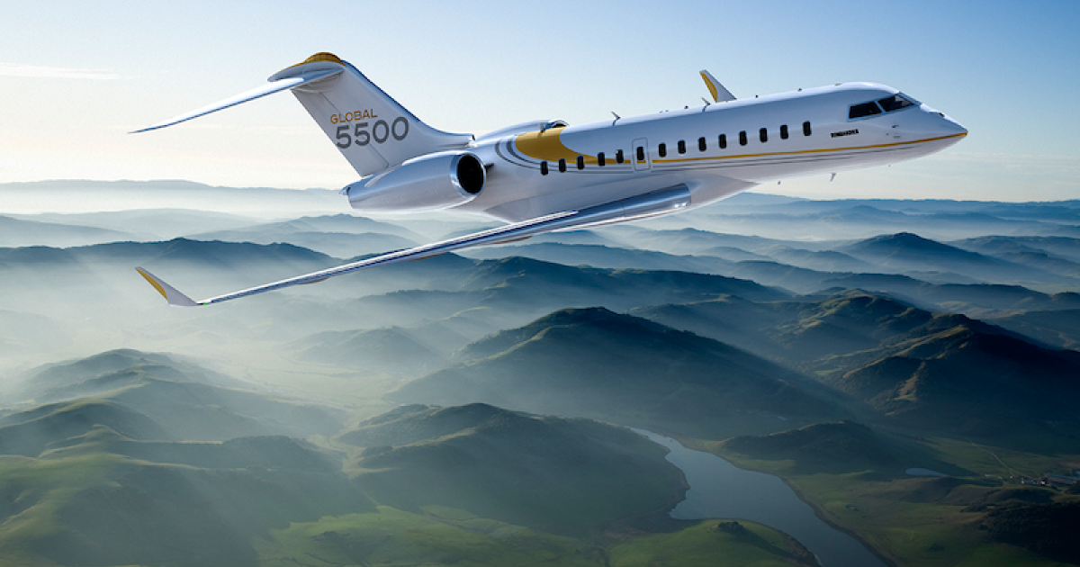 Bombardier's new Global 5500 will have 200 nm more range than earlier expected. (Photo: Bombardier Aviation)
