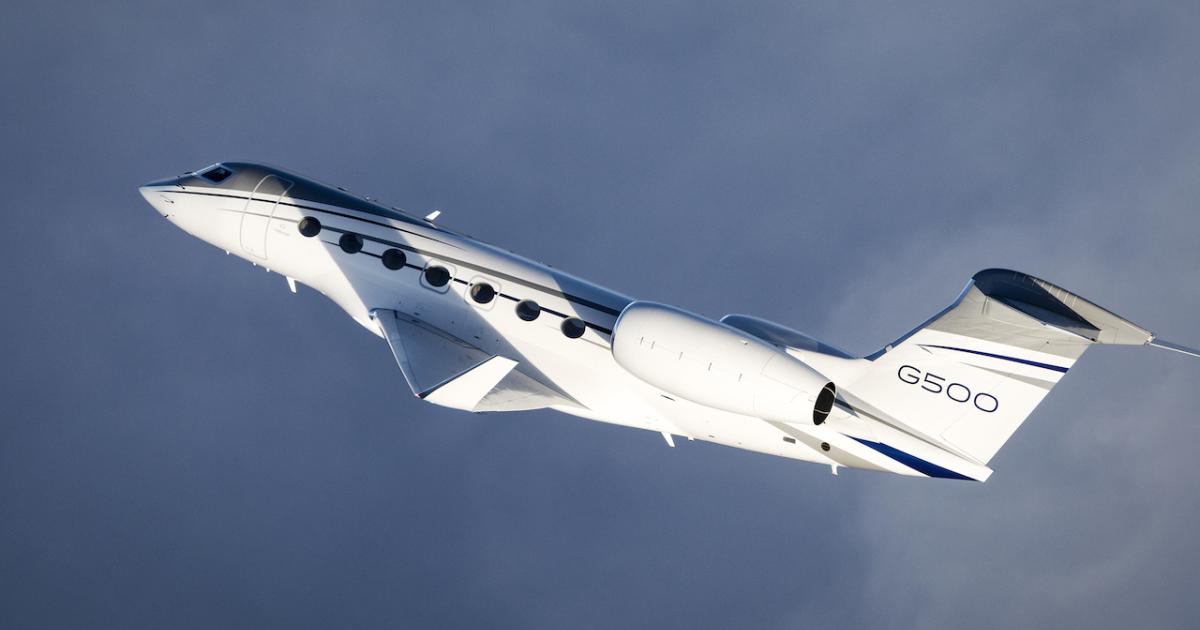 EASA approval of Gulfstream Aerospace's G500 paves the way for the ultra-long-range jet to be registered in EU countries. (Photo: Gulfstream Aerospace)