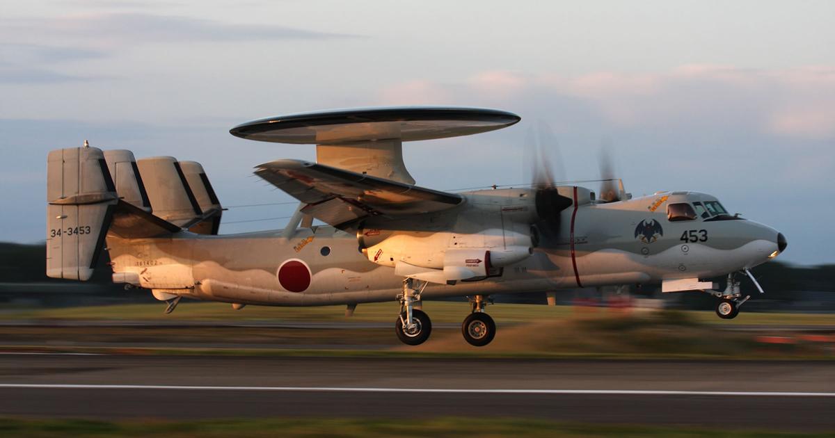 Japan’s 601 Hikotai has operated 13 Northrop Grumman E-2C Hawkeyes since 1987. An initial buy of four E-2Ds has now been followed by a batch of nine to permit a one-for-one fleet upgrade. (Photo: Japan Air Self-Defense Force)