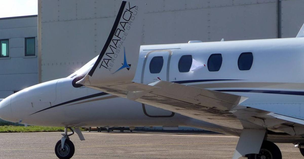 Tamarack Aerospace, which makes active-load winglets for business jets, plans to exit Chapter 11 reorganization by the end of this year. (Photo: Tamarack Aerospace)