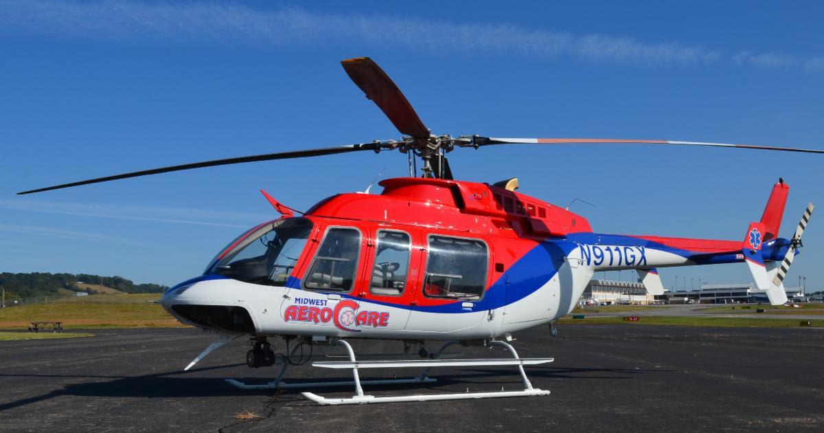 Midwest AeroCare in southeast Kansas recently took delivery of this Bell 407 to replace its Eurocopter AS350. (Photo: Med-Trans)
