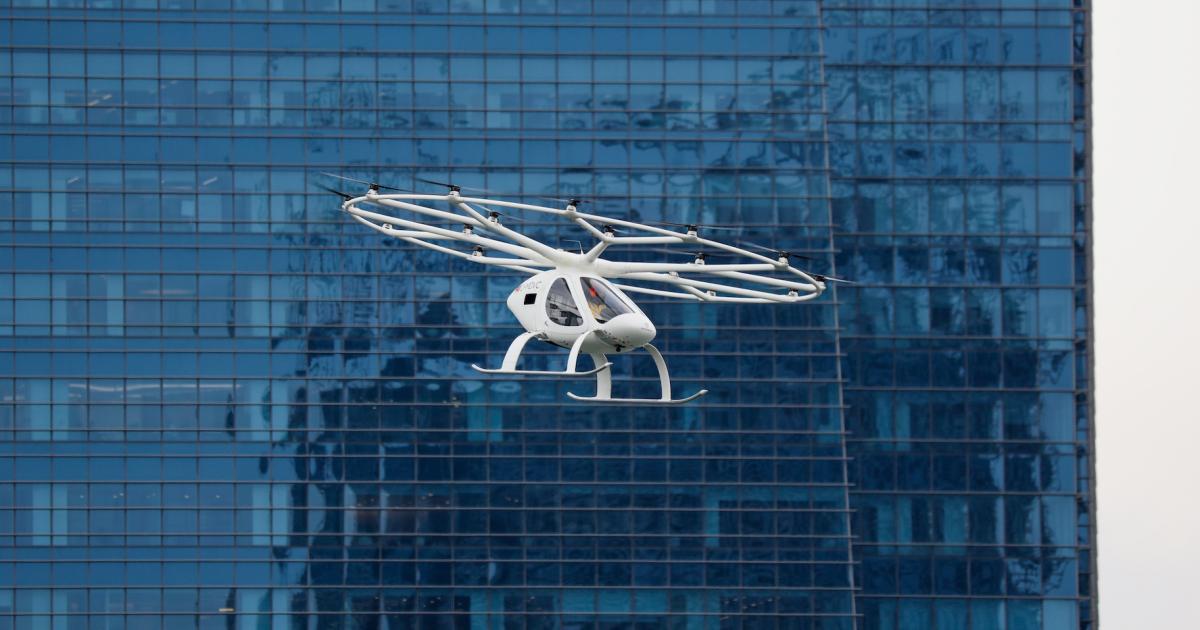 Volocopter's 2X eVTOL prototype made a three minute public demonstration flight in Singapore on October 22. Photo credit: Chen Chuanren