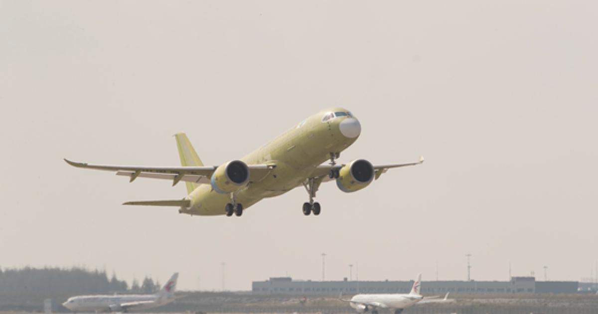 The fifth Comac C919 takes flight for the first time on October 24. (Photo: Comac)