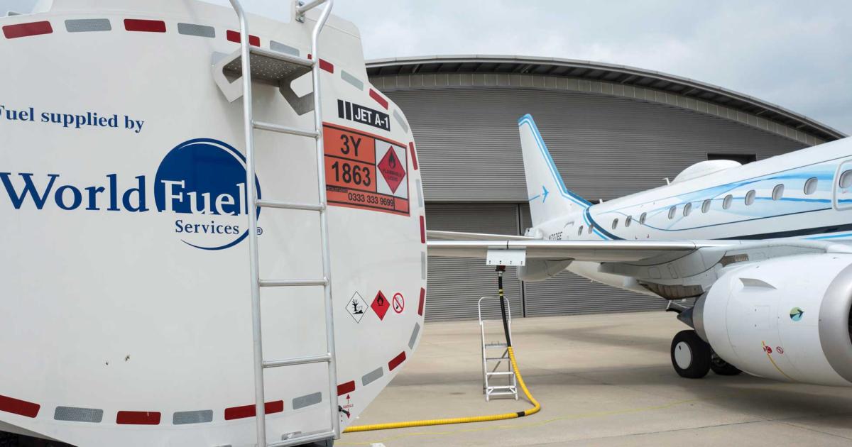 Turbine-powered aircraft visiting Henderson Executive Airport in conjunction with this year's annual NBAA convention and exhibition will have the opportunity to fuel up on sustainable aviation fuel supplied by World Fuel Services.