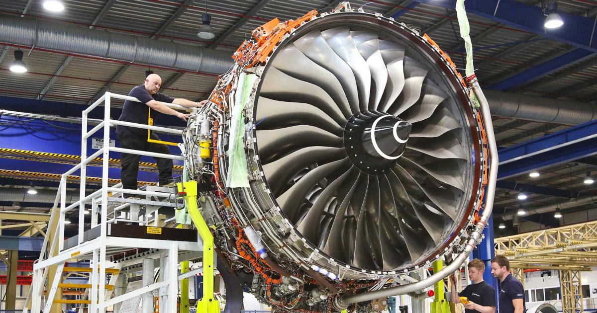 The massive Rolls-Royce Trent XWB powers the Airbus A350.