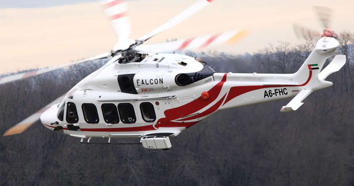 Falcon Aviation Services is expanding its offshore oil and gas helicopter fleet with the addition of a pair of Leonardo AW189s, one of which will be leased from Milestone Aviation. (Photo: Milestone Aviation)