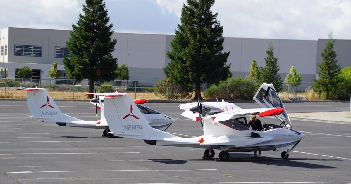 Icon A5s at the company headquarters at Nut Tree Airport in Vacaville, California. (Photo: Matt Thurber)