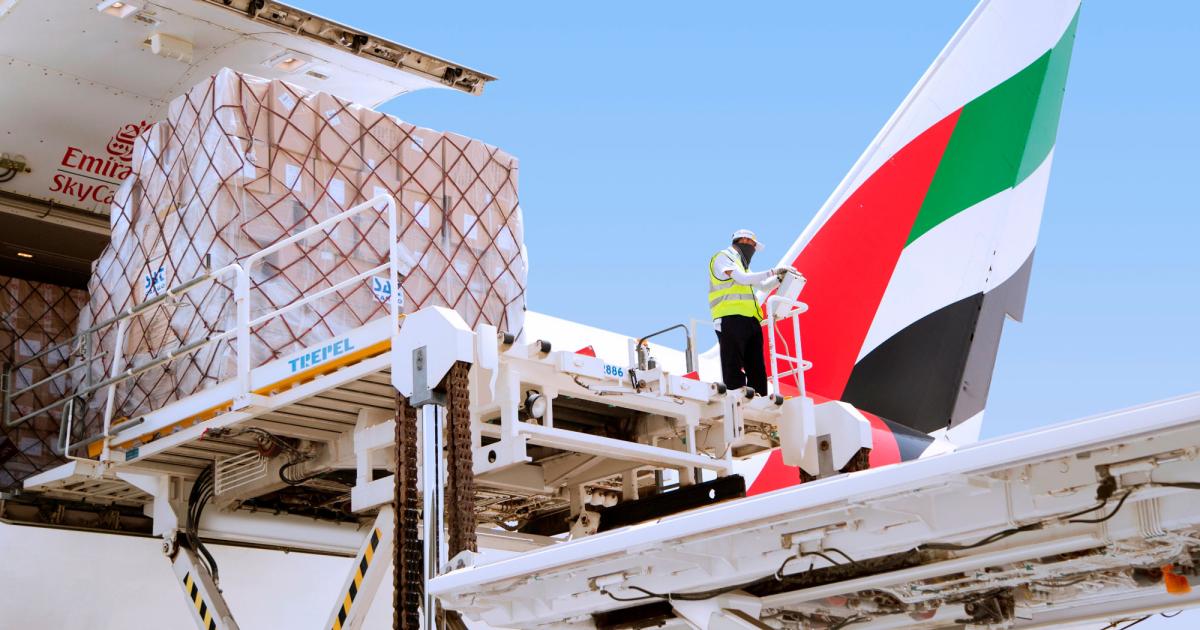 SkyCargo, Emirates’s air cargo division, can carry up to 20 tonnes of cargo on passenger aircraft, or as much as 100 tonnes on each of its 12 dedicated Boeing freighters.