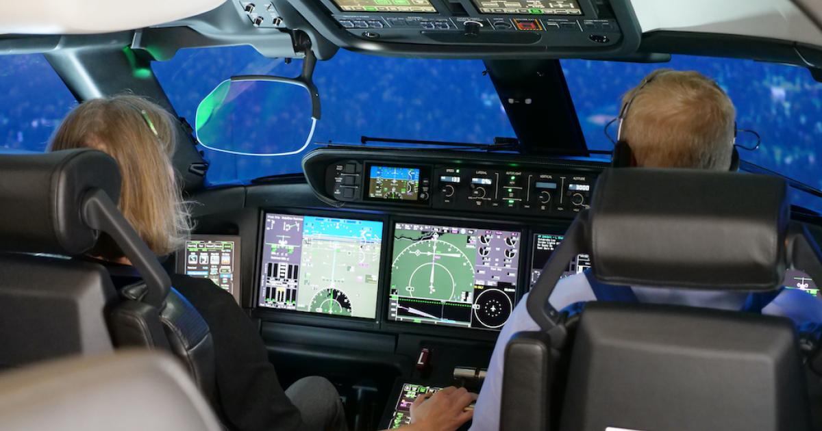 FlightSafety International is using two FS1000 full-motion simulators at its Savannah, Georgia learning center to provide initial and recurrent EASA-qualified training on the Gulfstream G500. (Photo: FlightSafety International)
