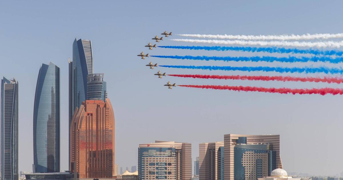Flying their Aermacchi MB339A jets, members of the Fursan Al Emarat (Knights of the Emirates) will once again perform during the aerial display at the Dubai Airshow 2019. The team will also help celebrate the UAE’s 48th National Day on December 2. 