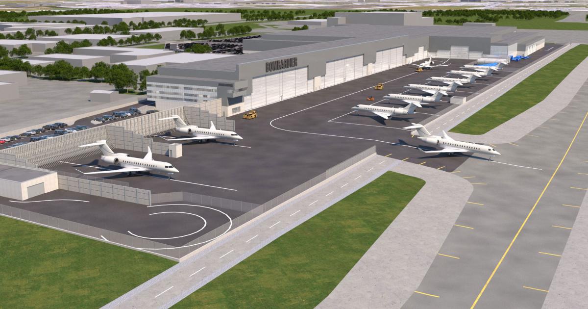 Bombardier is shiftng final assembly of Global 5500s, 6500s, and 7500s to a new facility at Toronto Pearson Airport, starting in early 2023. The plant will be able to assemble up to 100 Globals a year. (Photo: Bombardier)