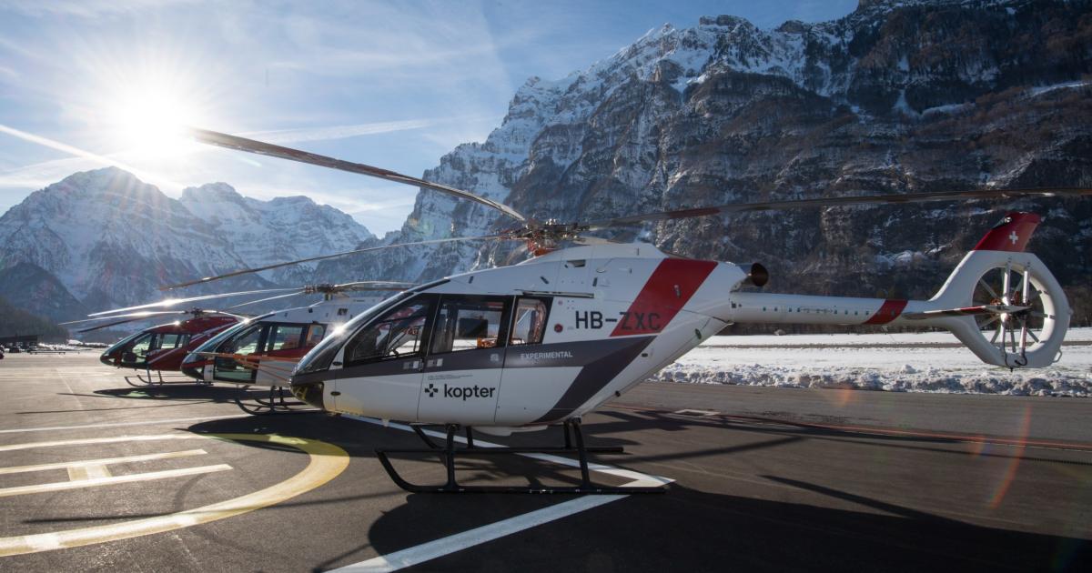 Switzerland-based Kopter has frozen the design of its SH09 turbine single-engine helicopter and will begin assembly of its first production aircraft next year. It currently has three SH09 prototypes. (Photo: Kopter)