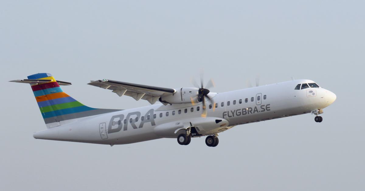 Braathens Regional took delivery of its first "green financed" ATR 72-600 on December 19. (Photo: ATR)