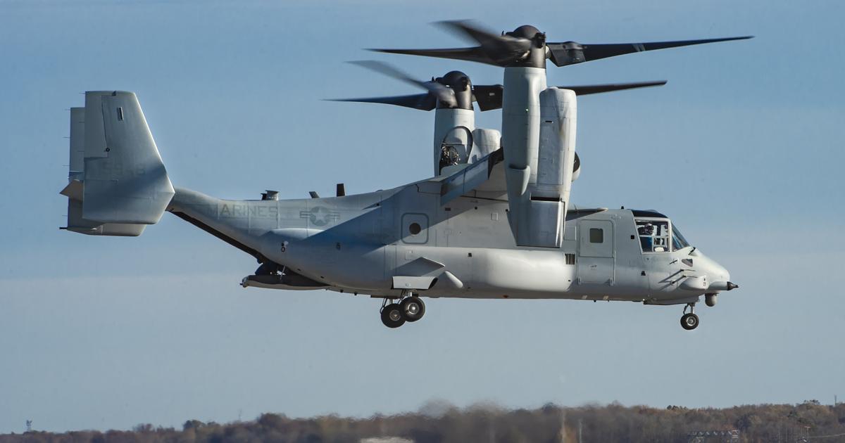 The first CC-RAM MV-22B makes its first flight after modification at Boeing’s Philadelphia plant. (Photo: Boeing)