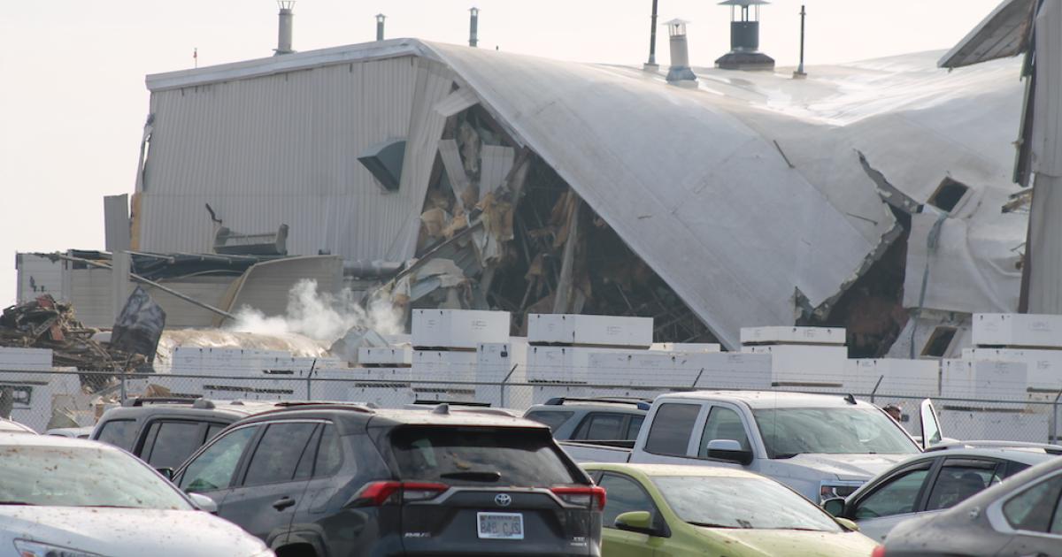 Textron Aviation's Plant III in east Wichita was rocked by a liquid nitrogen explosion Friday morning. (Photo: Jerry Siebenmark/AIN)