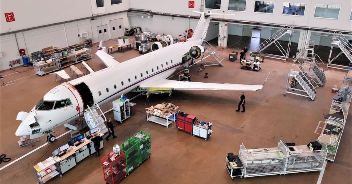 Nomad Technics completed an ADS-B Out installation on this Maltese-registered Bombardier Challenger 850 during its six- and 12-month inspection. (Photo: Nomad Technics)