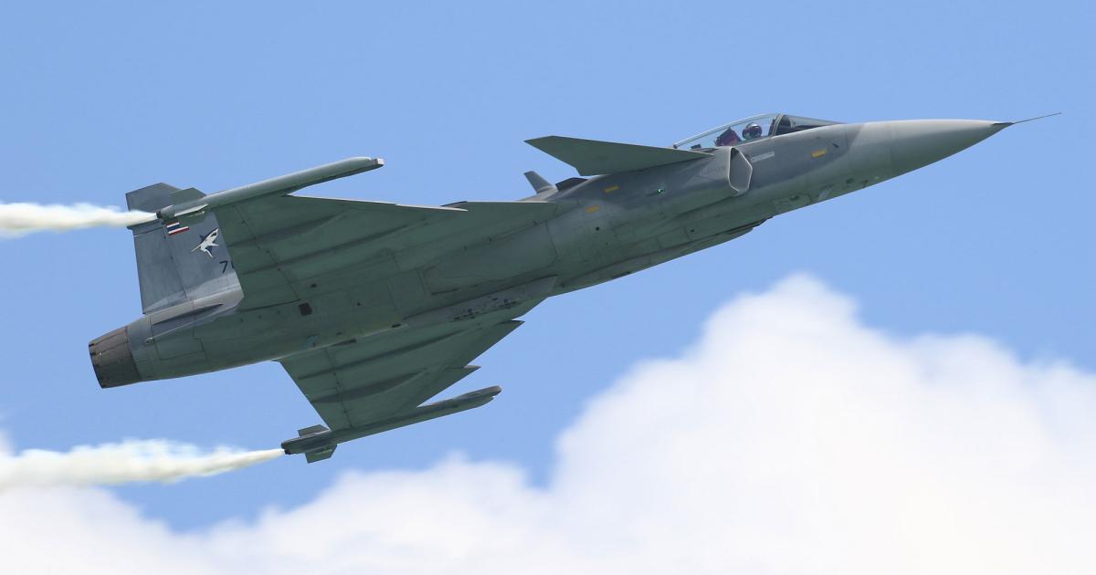 The Royal Thai Air Force (RTAF) debuted the Saab JAS 39C in the aerial diplay at Singapore Airshow 2018. The unit operates eight Saab JAS 39C and four JAS 39D Gripens.