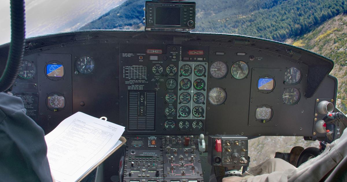 Alpine Aerotech’s new electronic attitude and heading indicators clean up the look of this Bell 212’s instrument panel and help make it more reliable. 