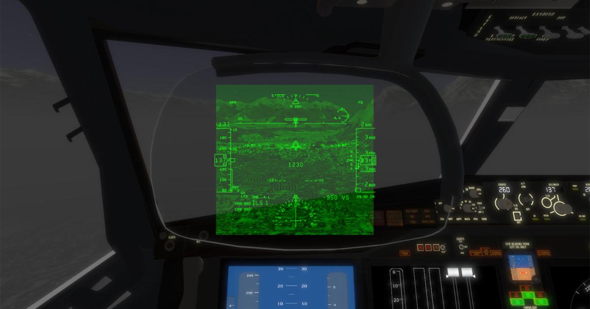 Collins Aerospace's HUD VR trainer is designed for flexibility, incorporating an HGS and EVS to provide an "out-of-the-window" view. (Photo: Collins Aerospace)
