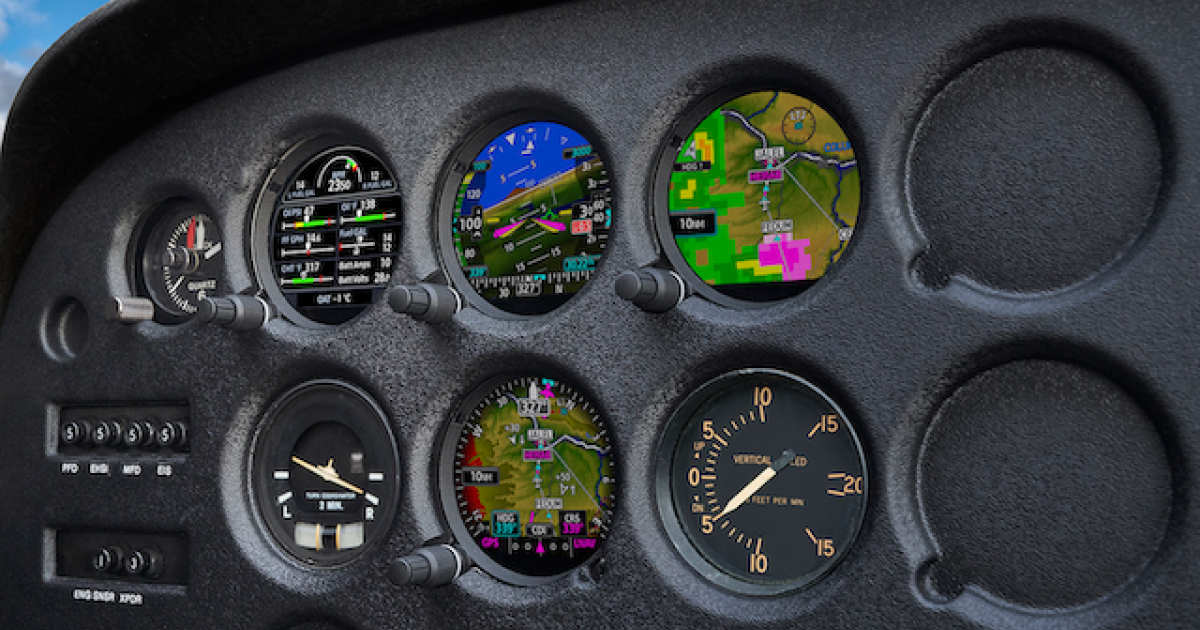 Four of Garmin's new GI 275 touchscreen displays installed in a Cessna 172. The rear mounting design means that installation of the new displays has no effect on the panel cover. (Photo: Garmin)