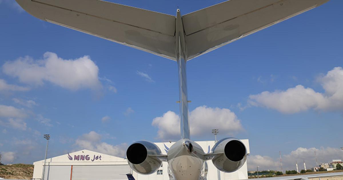 MNG Jet said a Bombardier Global 6000 that it operates for charter flights was unwittingly used by former automotive executive Carlos Ghosn to escape from Japan, where he is facing charges of financial misconduct. (Photo: MNG Jet)