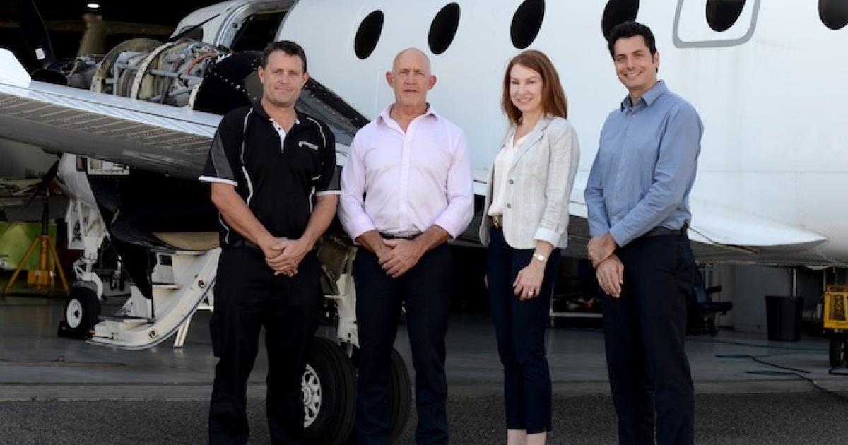 From left to right, Premiair Aviation engineering manager Andrew Ross, Premiair managing director Paul Montauban, Textron Aviation senior v-p of global customer support Kriya Shortt, and Textron Aviation v-p and general manager of APAC service Gabriel Massey. (Photo: Textron Aviation)