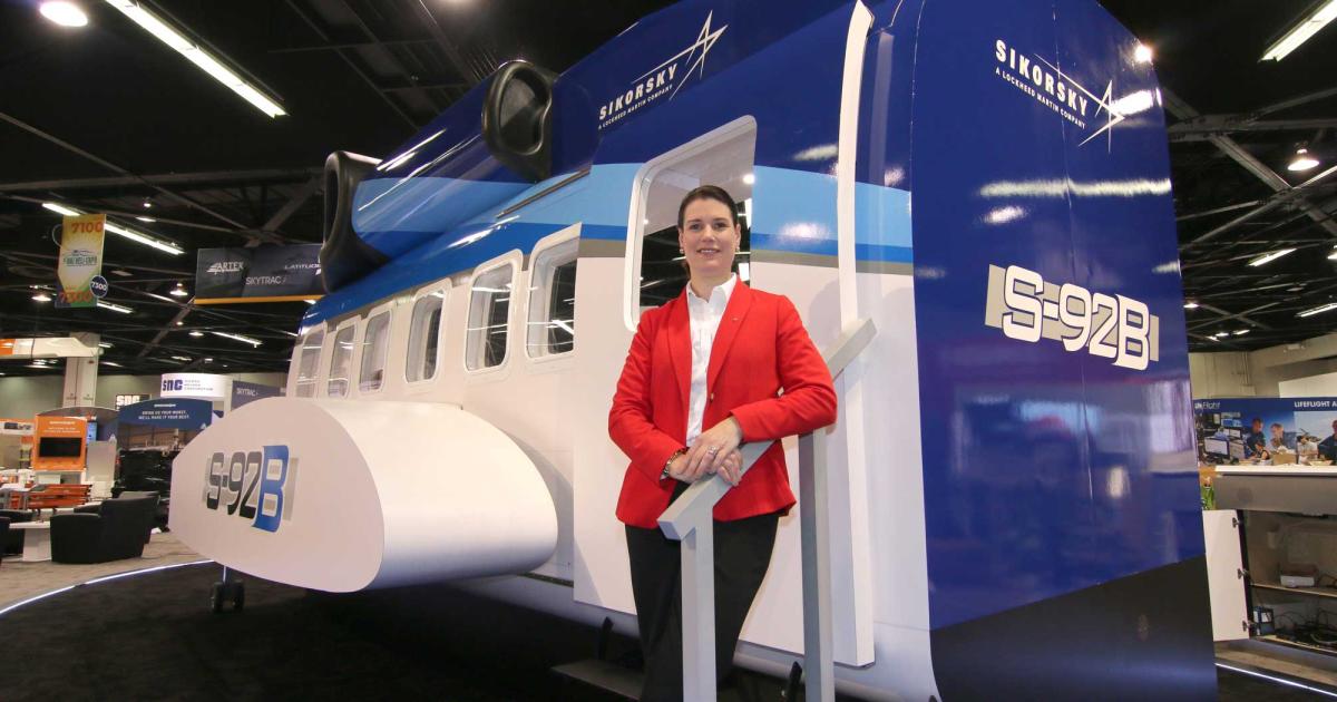 Audrey Brady, Sikorsky vice president of commercial systems and services, outlined the company’s plans for significant upgrades to the S-92, including a new main gearbox. 