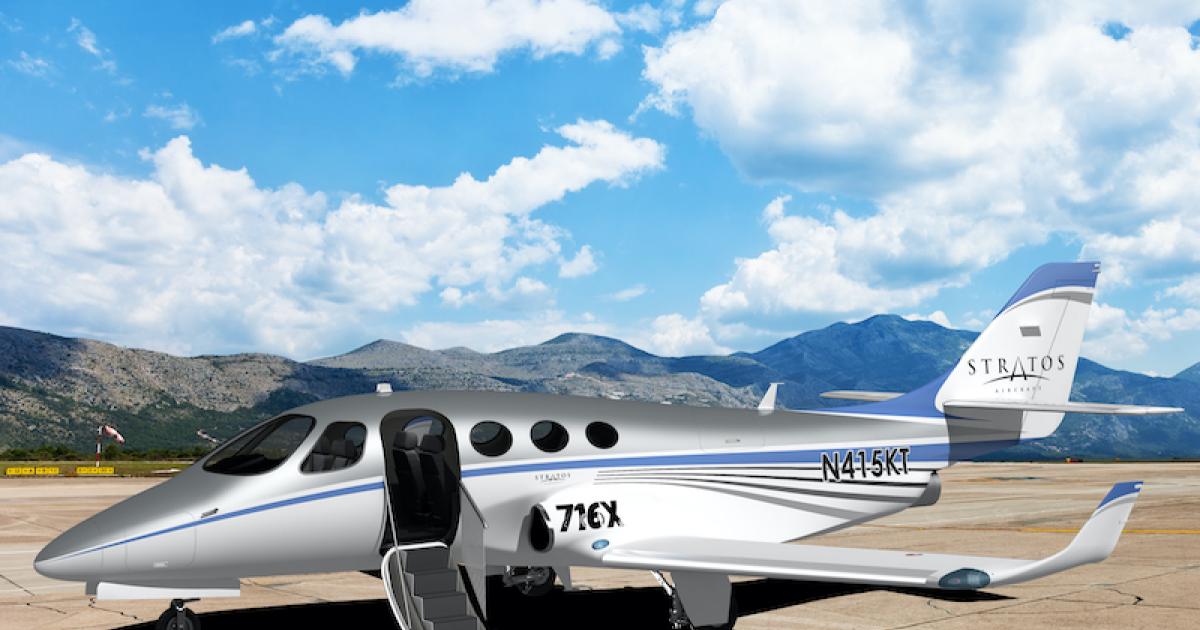 Stratos Aircraft's 716X is an all-composite, single-engine jet that will seat six. (Photo: Stratos Aircraft)