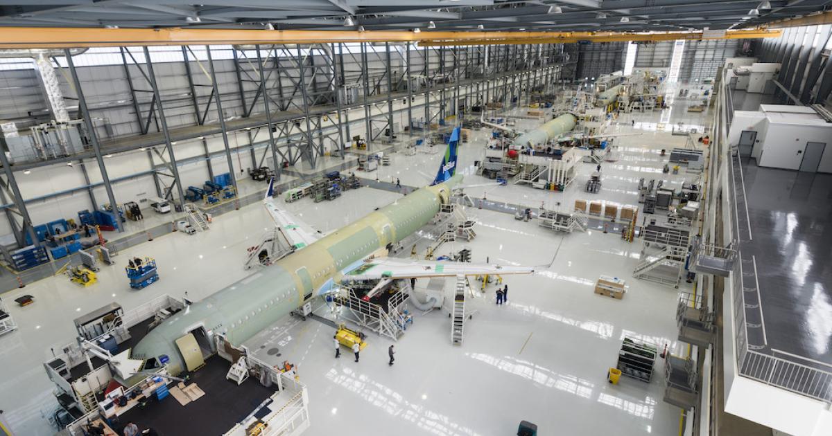Airbus now builds five A320s per month at its plant in Mobile, Alabama. (Photo: Airbus)