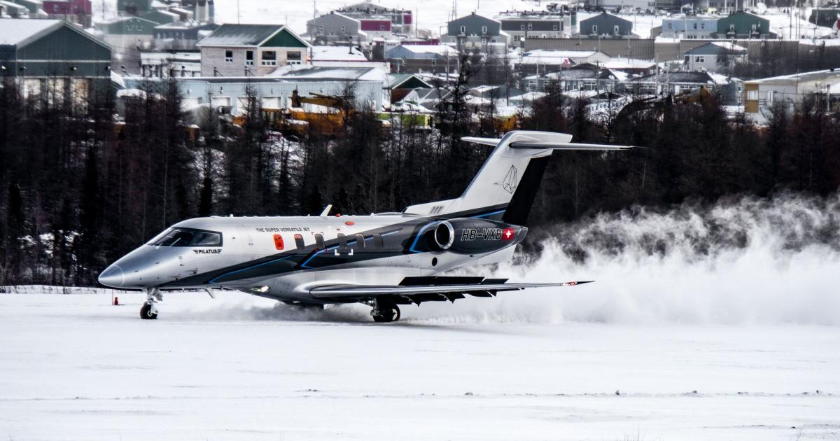 Pilatus Aircraft's PC-24 is now approved for rough field operations, allowing the light twinjet to take off and land on grass, wet earth, dry sand, gravel, and snow. (Photo: Pilatus Aircraft)