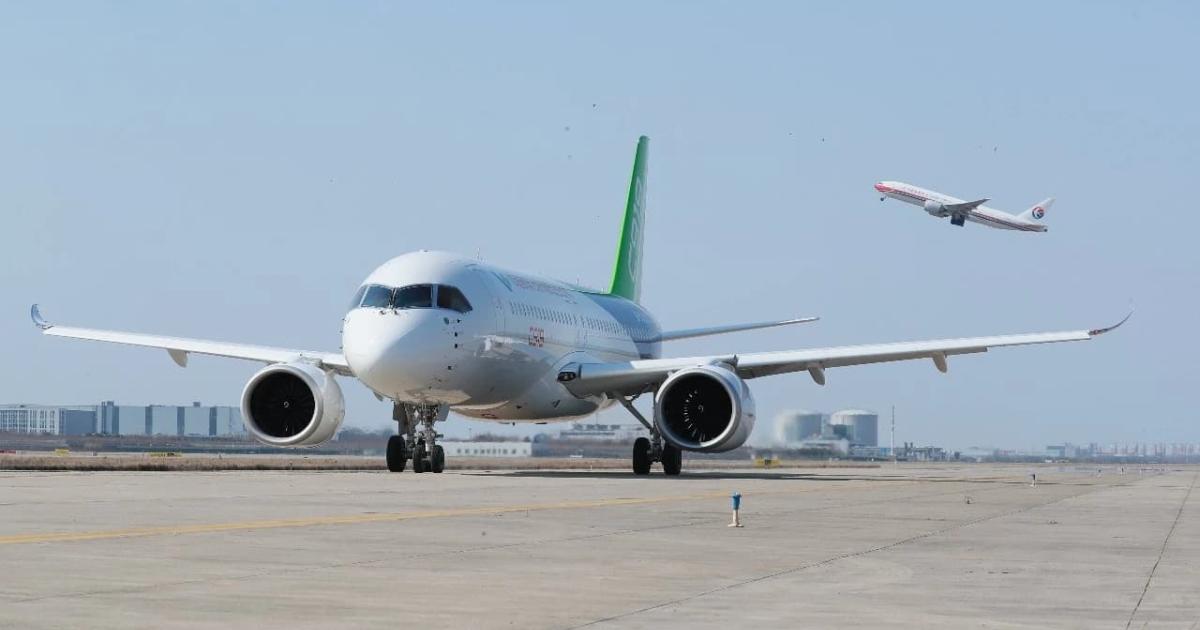 The sixth C919 test article prepares to fly in Shanghai. (Photo: Comac)