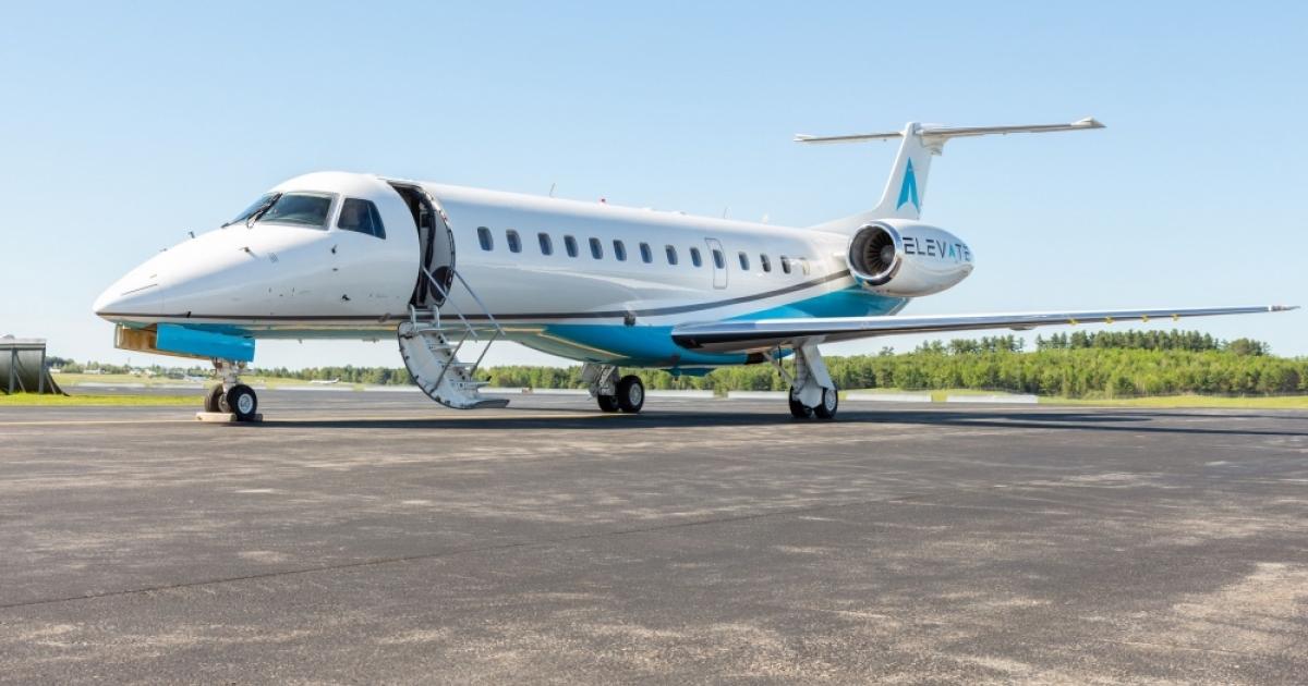 Elevate Jets' EMB-135 has been reconfigured to 30 seats to provide increased passenger comfort and additional luggage space. (Photo: Elevate Jets)